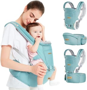 Brastoy Mochilas Canguru Portador Ergonômico Carregador De Bebê 3 Em 1 (Azul Claro)