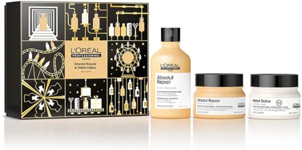L'Oréal Professionnel Kit Absolut Repair - Shampoo para reparação de danos 300ml + Máscara de tratamento reparadora 250g + Máscara Metal Detox anti-de