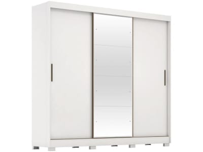 Guarda-roupa Casal com Espelho 3 Portas de Correr 6 Gavetas Demóbile Londres, Cor: Branco