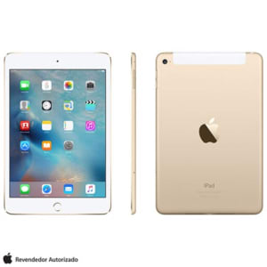 iPad Mini 4 Dourado com 7,9”, Wi-Fi, 4G, OS 9.0, Processador A8 e 16GB - AEMK712BZADRD