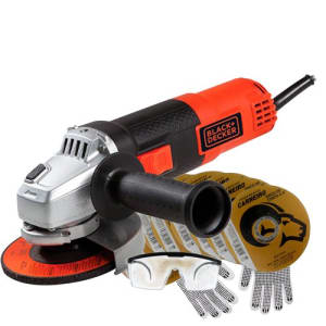 Kit Esmerilhadeira Black+Decker G720 110V + 15 x Discos de Corte Loyal 40401001 + Óculos Carbografite 012228512 + Luva Omega OMG0003 - BLACK+DECKER-K1