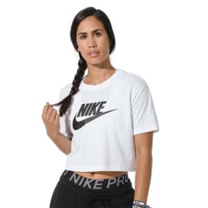 Camiseta Cropped Nike Sportswear Essential CR Feminina - Branco+Preto