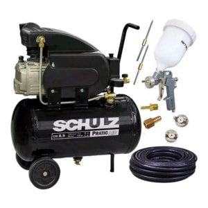 Compressor AR 8,5 Pés Pro 25l Schulz + Kit Pintura + Mangueira 10m