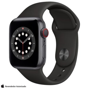 Apple Watch Series 6 Cinza, 40mm, GPS+Celular, com Pulseira Esportiva Preta