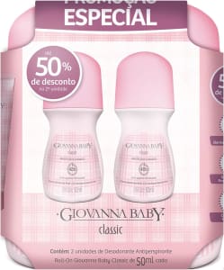 2 Kits — Desodorante Roll-On Classic 50ml Giovanna Baby - 2 Unidades Cada