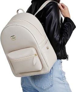 Mochila Feminina Media Forrada Lisa Zíper Casual Moderna (Branco)