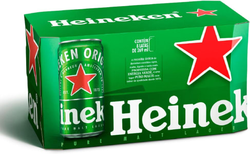 8 Packs Heineken Cerveja Pilsen - 8 latas de 269ml