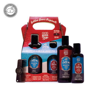 Kit Shampoo 3 em 1 QOD Barber Shop Old 50’s 240ml + Loção Pós Barba 120ml