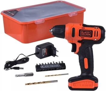 Black+decker LD12SP Parafusadeira / Furadeira 12v Com 13 Acessórios + Caixa Plástica