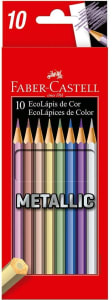 Lápis De Cor Sextavado, Faber-Castell, EcoLápis Metallic, 120410G, 10 Cores