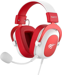 Headphone Fone de Ouvido Havit HV-H2002d Red, Gamer, com Microfone, Falante 53mm, Plug 3, 5mm: compatível com XBOX ONE e PS4, HAVIT, HV-H2002d Cor Vermelho e Branco
