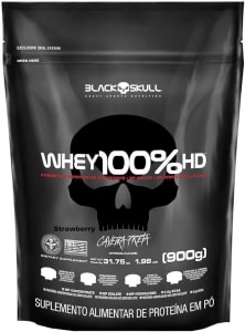 Whey 100% Hd - 900G Refil Morango, Black Skull
