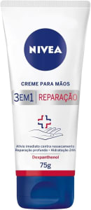 NIVEA Creme para Mãos Reparação com Dexpanthenol 75g - Creme de Mãos que oferece alívio imediato do ressecamento e hidrata por 24h, com poderoso ativo Dexpanthenol e ainda cabe na bolsa