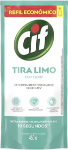 Cif Desinfetante Para Uso Geral Tira-Limo Com Cloro Sachê 450Ml Refil Econômico