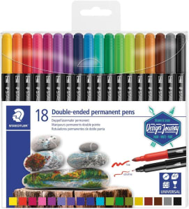  Caneta Permanente Ponta Dupla, Staedtler, 3187 TB18, 18 Cores 