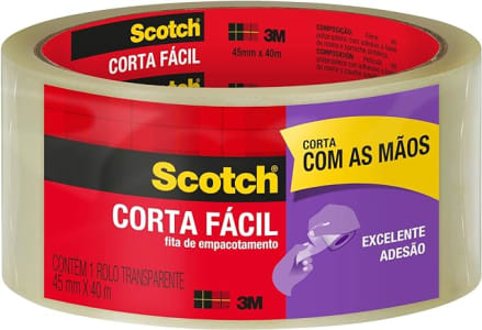 3 Unidades Fita de Empacotamento Scotch 3M Corta Fácil – 45mm x 40m