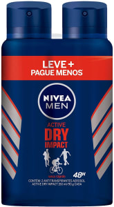 Kit Desodorante Aerossol Nivea Men Dry Impact 150Ml - 2 Unidades, Nivea, Pacote de 2