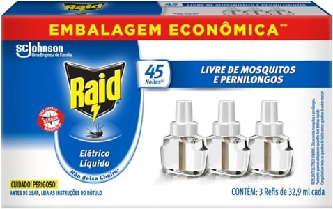 Repelente Líquido Elétrico Raid com 3 unidades