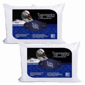 Kit 2 Travesseiros Toque Plumas de Ganso Percal 200 Fios Antimofo e Antialérgico 50 x 70cm Casa Dona