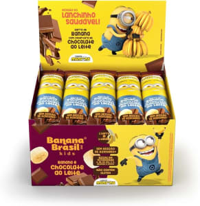 Banana Brasil Display Barra De Frutas Banana Kids Minions Sabor Cob. Choc. Ao Leite C/ 20 Unid. De 22G (440G)