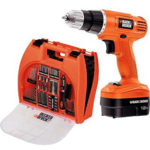 Parafusadeira e Furadeira Black & Decker GC1200M-BR Bivolt com 102 Acessórios Laranja e Preta