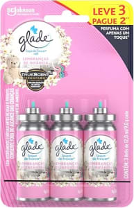 Glade Aromatizador de Ambiente Toque de Frescor Refil Lembranças de Infância Leve 3 Pague 2 unidades com 12ml cada