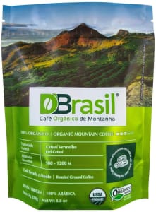 D'Brasil Café Orgânico De Montanha, Torrado E Moído, 250g, 100% Arábica, Certificado Orgânico Brasil, USDA, Rainforest