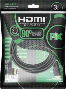 Confira ➤ Cabo HDMI 2.0 90 Graus 4K HDR 19P 3M PIX Gold – Preto ❤️ Preço em Promoção ou Cupom Promocional de Desconto da Oferta Pode Expirar No Site Oficial ⭐ Comprar Barato é Aqui!