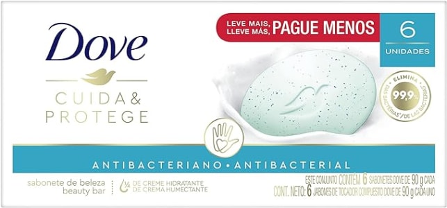 2 Unidades Pack Sabonete em Barra Dove Cuida & Protege Envoltório 6 Unidades 90g Cada Leve Mais Pague Menos, Dove