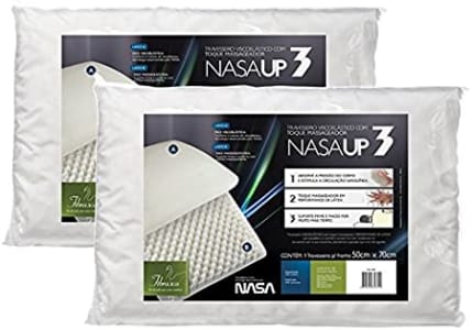 Kit 2 Peças Travesseiro Nasa Up 3 para Fronhas 50x70 cm, Fibrasca, Revestimento 100% Poliéster, Branco