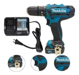 Furadeira martelete parafusadeira sem fio Makita HP333DWYX3 12V + acessório 110V/220V - Furadeira a Bateria - Magazine