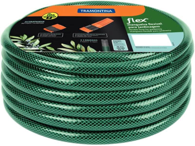 Mangueira Flex Tramontina Com Engates Rosqueados E Esguicho Em Pvc Verde 30 M