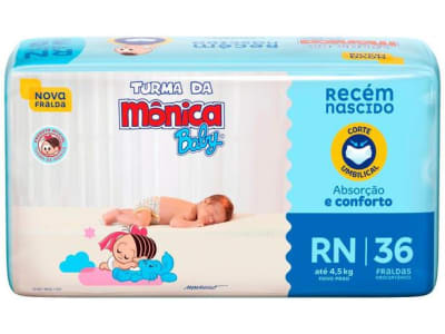 Fralda Turma da Mônica Baby Tam. RN até 4,5kg - 36 Unidades - Magazine Ofertaesperta