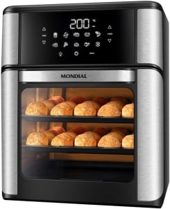 Fritadeira Air Fryer Forno Oven 12L, Mondial, Preto/Inox, 2000W, 220V - AFON-12L-BI