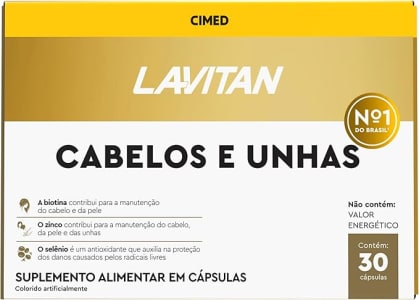 Vitaminas Cabelos e Unhas, Dourados, Lavitan, 30 cápsulas