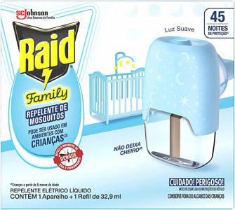 Repelente Líquido Elétrico Raid Kids 45 noites refil 32.9ml