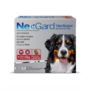 Nexgard Gg 25 A 50kg Com 3 Tabletes Mastigaveis