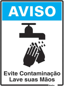 Placa em Poliestireno 15X20 Cm - Aviso Evite Contaminação Lave Suas Mãos, SINALIZE, 220BT