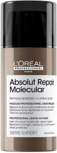 L’Oréal Professionnel Leave-in Absolut Repair Molecular, Repara e Restaura a Força, Protege Contra o Calor, Textura Cremosa, Sem Enxague, Para Todos os Tipos de Cabelos Danificados, SERIE EXPERT, 100ml