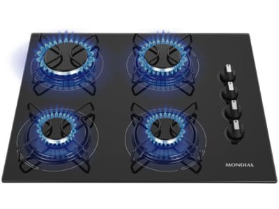 Cooktop 4 Bocas Mondial a Gás GLP Preto