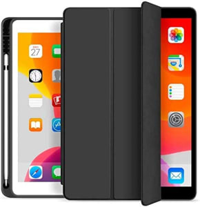 Capa Novo iPad 7a, 8a e 9a Geração 10.2″ WB - Premium Slim, Antichoque com Compart. para Pencil - Preta