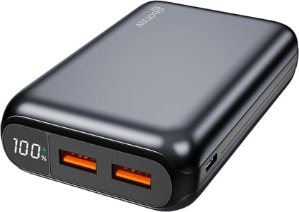 Geonav Power Bank, Carregador Portátil Universal 20.000mAh, USB-A (até 18W) + USB-C (até 20W), Compacto, Carregamento Rápido, Pass Through, Led Indica