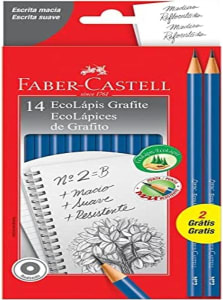 Lápis Preto Redondo Nº2B Faber-Castell EcoLápis 14 Unidades - PM/1210AZ12+2