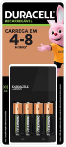 Carregador de Pilhas Recarregáveis Duracell AA e AAA Com 4 Pilhas AA