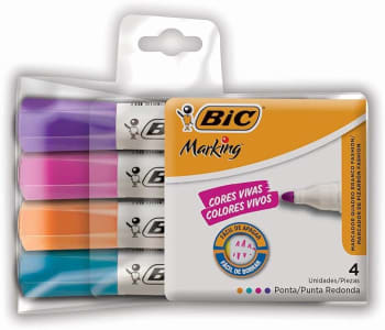 Pincel Marcador de Quadro Branco BIC Markingc/4 cores fashion 930094