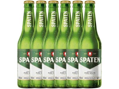 6 Unidades - Cerveja Spaten Puro Malte Munich Helles Lager Long Neck 355ml