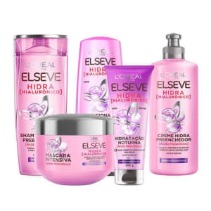 Elséve Hidra Hialurônico Kit - Shampoo + Condicionador + Creme de Pentear + Máscara + Creme Noturno - Elseve - Magazine Ofertaesperta