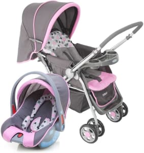 Carrinho Travel System Reverse + Bebê Conforto Cosco Rosa