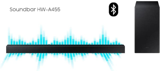 Soundbar Samsung HW-A455 Conexão Bluetooth E Subwoofer Sem Fio - 300W