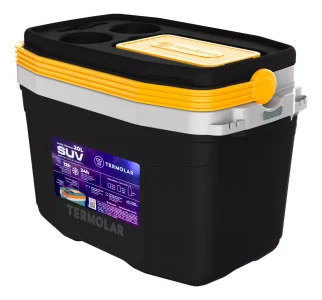 Caixa Termica Suv Cooler Com Alça 20 Litros Praia Pesca Camping Cor Preto E Amarelo Termolar